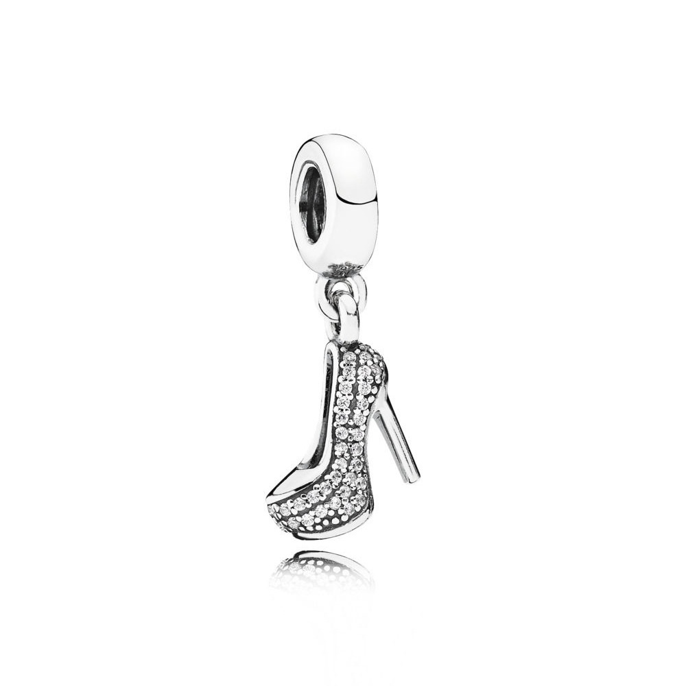 Charms Vòng Tay Mạ Bạc S925 Hình Giày Cao Gót Lấp Lánh