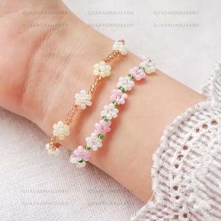 Vòng tay chuỗi hoa hạt cườm màu pastel nhẹ nhàng #daisies #senorita
