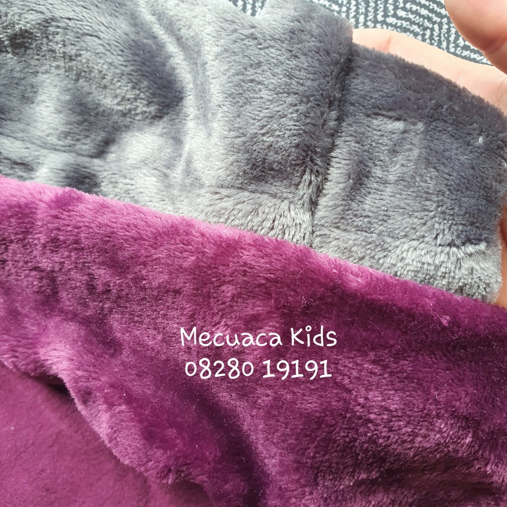 [12m] Áo nỉ bông thu đông tay phối lông mềm màu tím, ghi cho bé gái xuất dư