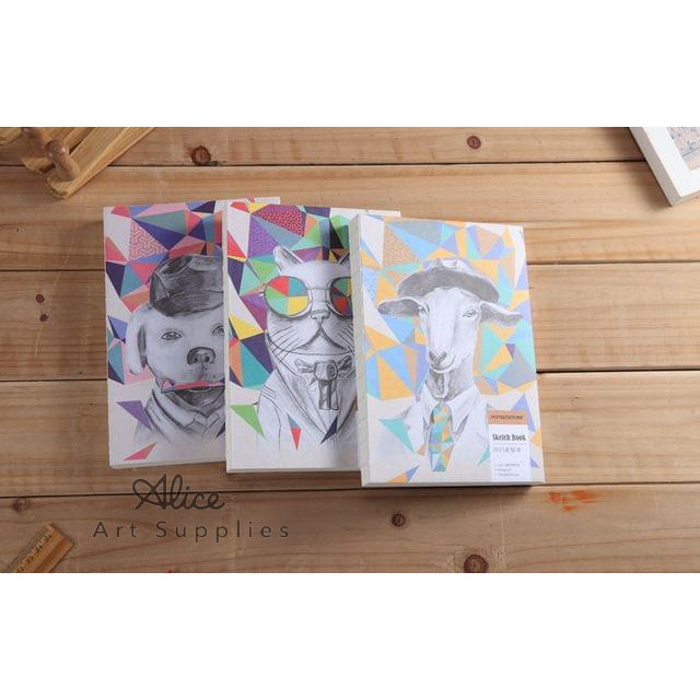 Sổ vẽ Potentate Sketchbook bìa thú gáy may chỉ đáng yêu A5 A6