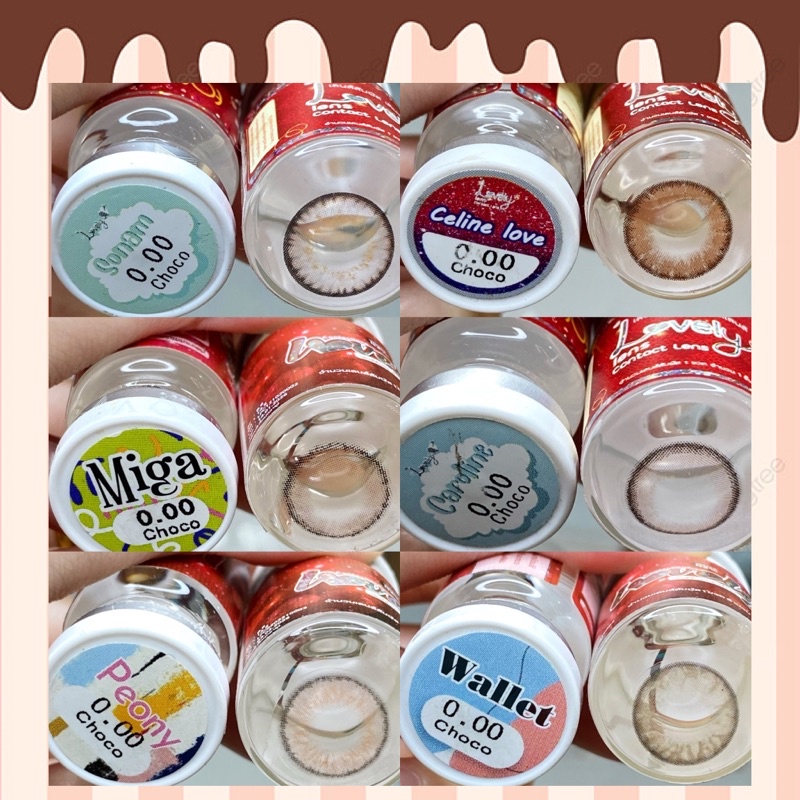 30 mẫu lens Choco -Nâu soocla size mini (ít giãn &amp; không giãn)
