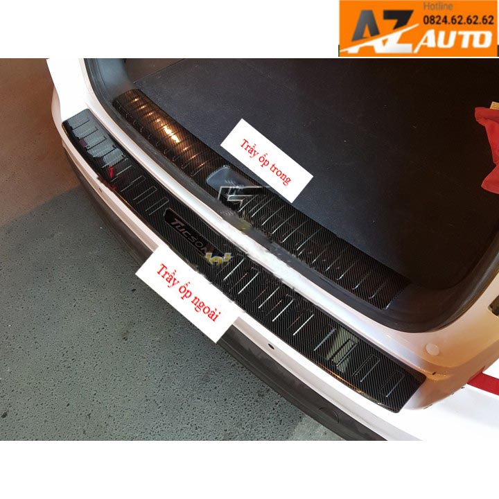 Ốp bậc cửa, nẹp bước chân , ốp chống trầy cốp Tucson 2016-2022. -vân carbon hàng cao cấp