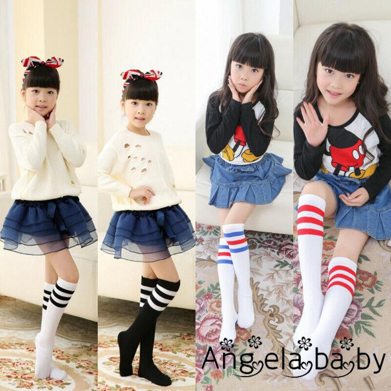 Vớ cotton dài đến đầu gối sọc ngang đáng yêu cho bé
