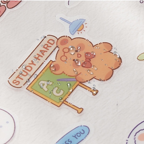 Set 46 sticker PET mềm hình động vật dễ thương trang trí cốc nước/tập ảnh chống thấm nước DIY