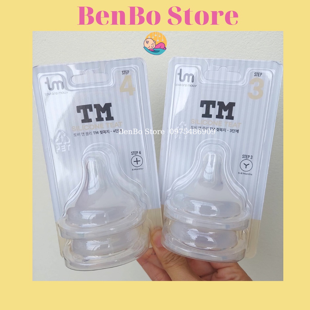 Núm ty bình thỏ Tovi and Molly/ Dot to dot Hàn Quốc (2 Van thoát khí chống bẹp núm)