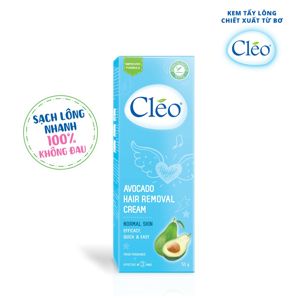 Combo 02 hộp Kem Tẩy Lông Cho Da Thường Cleo Avocado Hair Removal Cream Normal Skin 50g/hộp tẩy lông chân, tay, nách,...