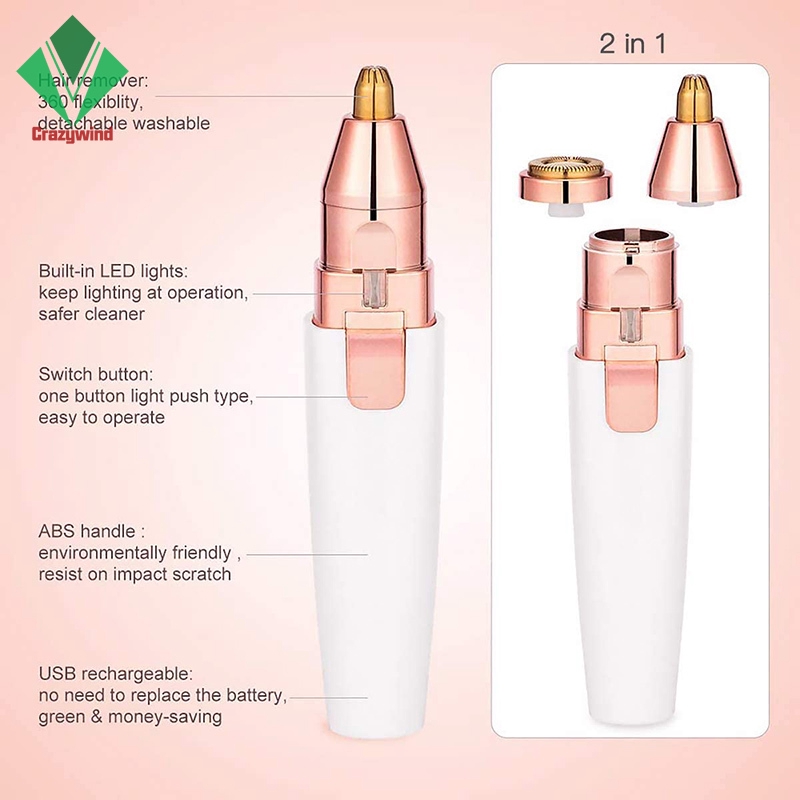 (Hàng Mới Về) Máy Cạo Lông Mày 2 Trong 1 Sạc Usb Cho Nữ | BigBuy360 - bigbuy360.vn