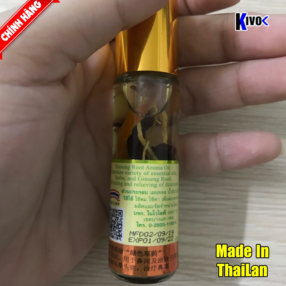 Combo 12 Chai Dầu Lăn Nhân Sâm Thảo Dược Thái Lan GREEN HERB OIL Cao Cấp 8ML