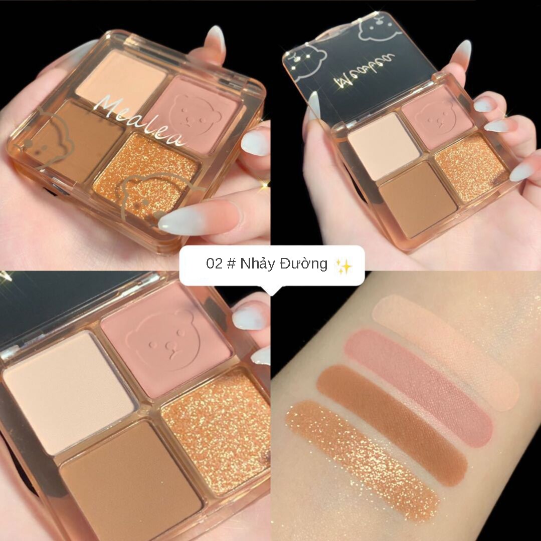 Bảng phấn mắt 4 màu họa tiết gấu đáng yêu trang điểm màu nude hiệu ứng sequin ánh ngọc trai có độ bóng cao | BigBuy360 - bigbuy360.vn