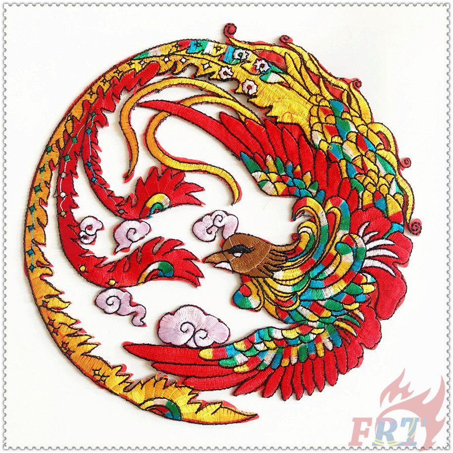 ✿ Sticker Ủi Thêu Hình Phượng Hoàng ✿ 1 Huy Hiệu Thêu Hình Chim Phượng Hoàng Cỡ Lớn Phong Cách Trung Hoa (L-07103)