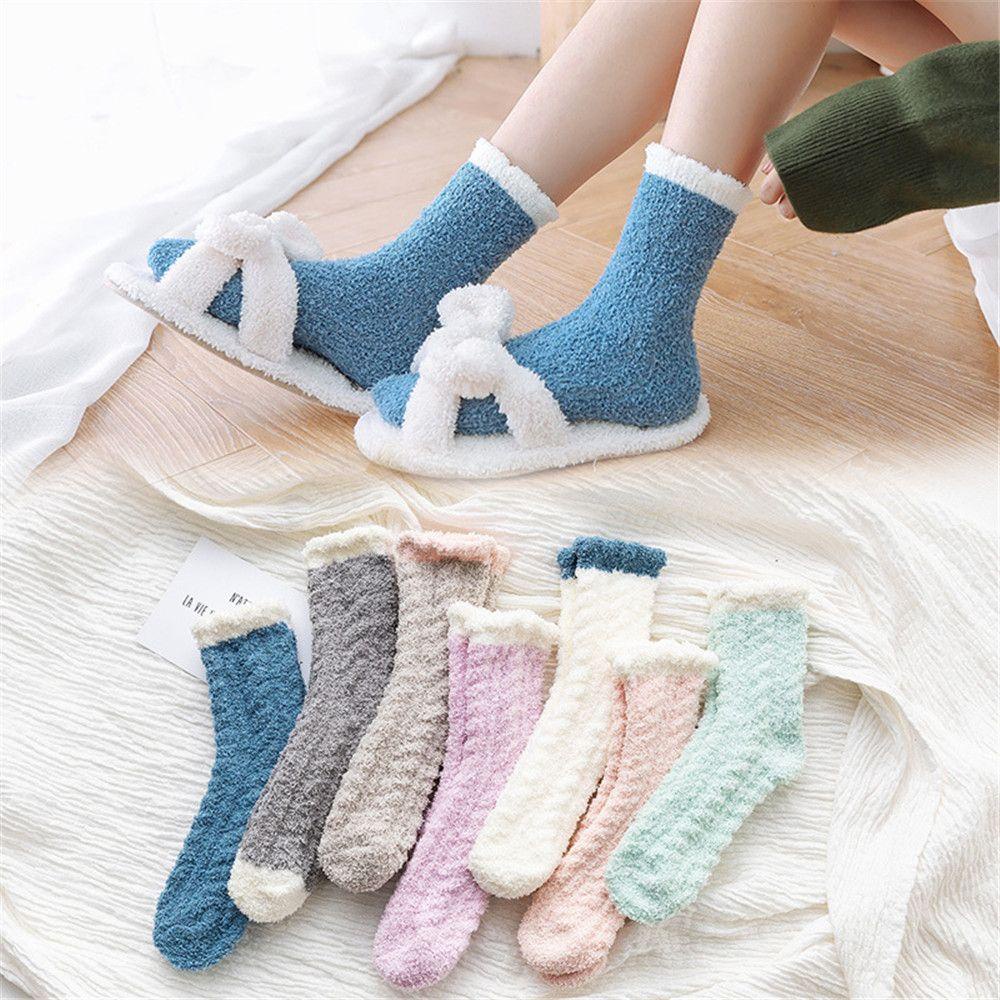 Vớ Ngủ Vải Nhung San Hô Dày Giữ Ấm Mùa Đông