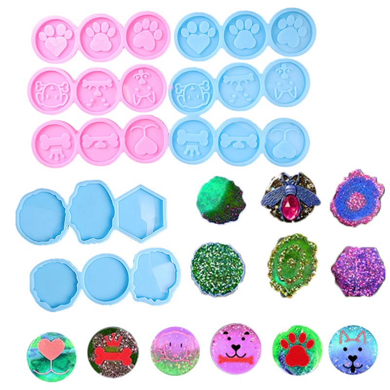 Khuôn Silicone 15 Ngăn Làm Đế Điện Thoại Epoxy Resin Hình Tròn