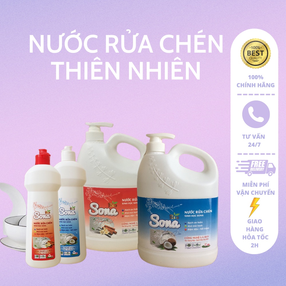 Nước Rửa Chén SoNa Hương Quế & Hương Dừa1,6kg, Đánh Bay Dầu Mỡ, Thân Thiện Với Môi Trường