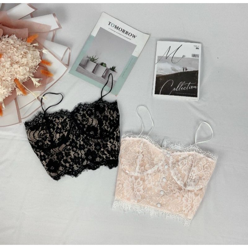 Áo hai dây ren không có đệm ngực có ảnh thật ( Free size từ 40-55kg)