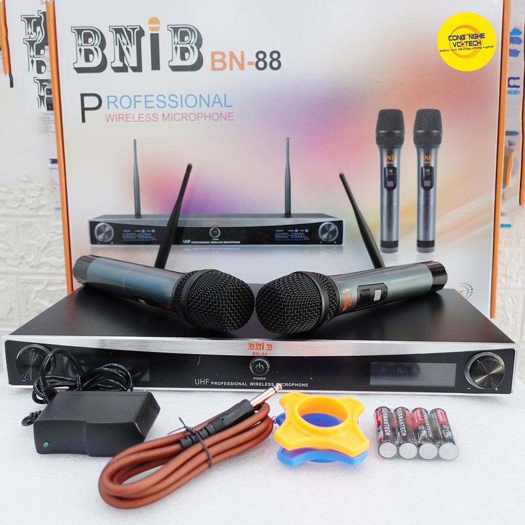 Micro Không Dây Chính Hãng BNIB BN-88 ♥️ 2 TAY MIC THU ÂM TỐT HÁT KARAOKE CỰC ĐỈNH ♥️ BẢO HÀNH 12 THÁNG