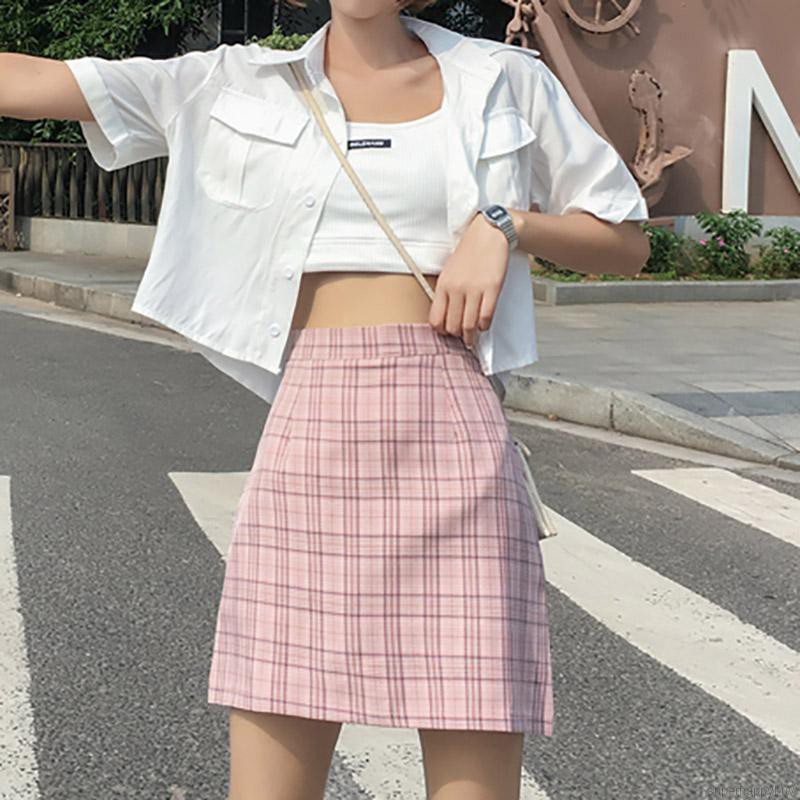 Chân váy chữ A lưng cao họa tiết sọc caro thời trang | BigBuy360 - bigbuy360.vn