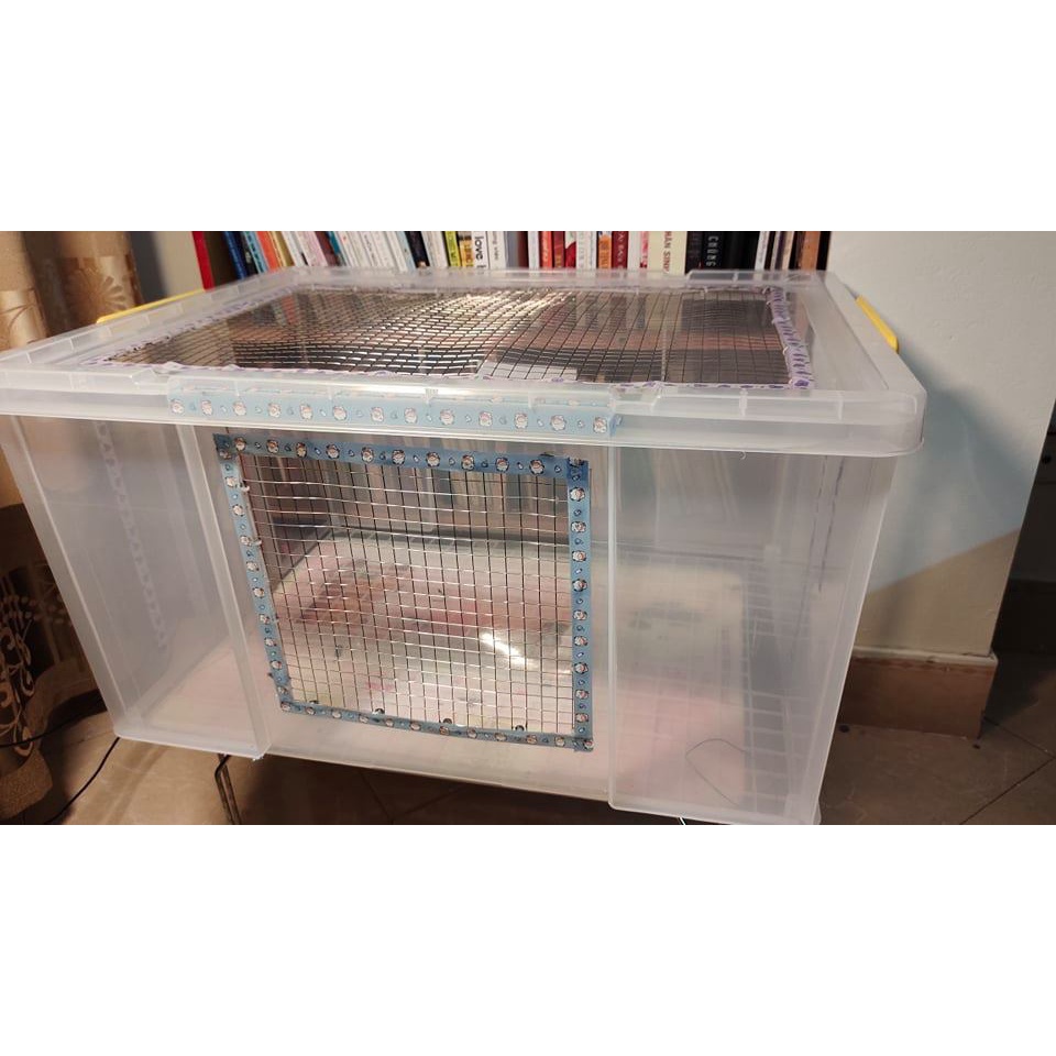 THÙNG NHỰA 100L  2 MẶT LƯỚI NUÔI HAMSTER