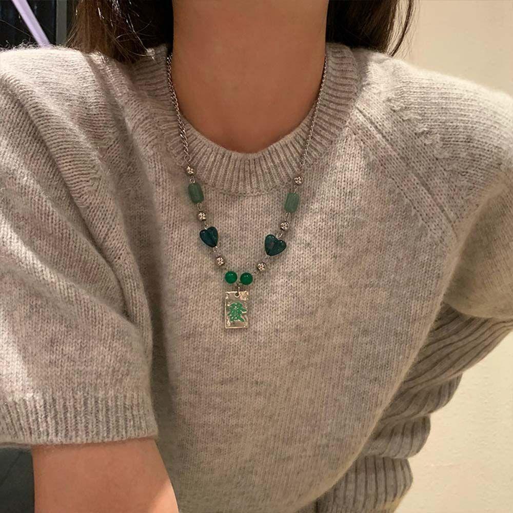 Vòng cổ Mặt Vuông / Trái Tim Phong Cách Trung Hoa Độc Đáo Thời Trang Cho Nữ