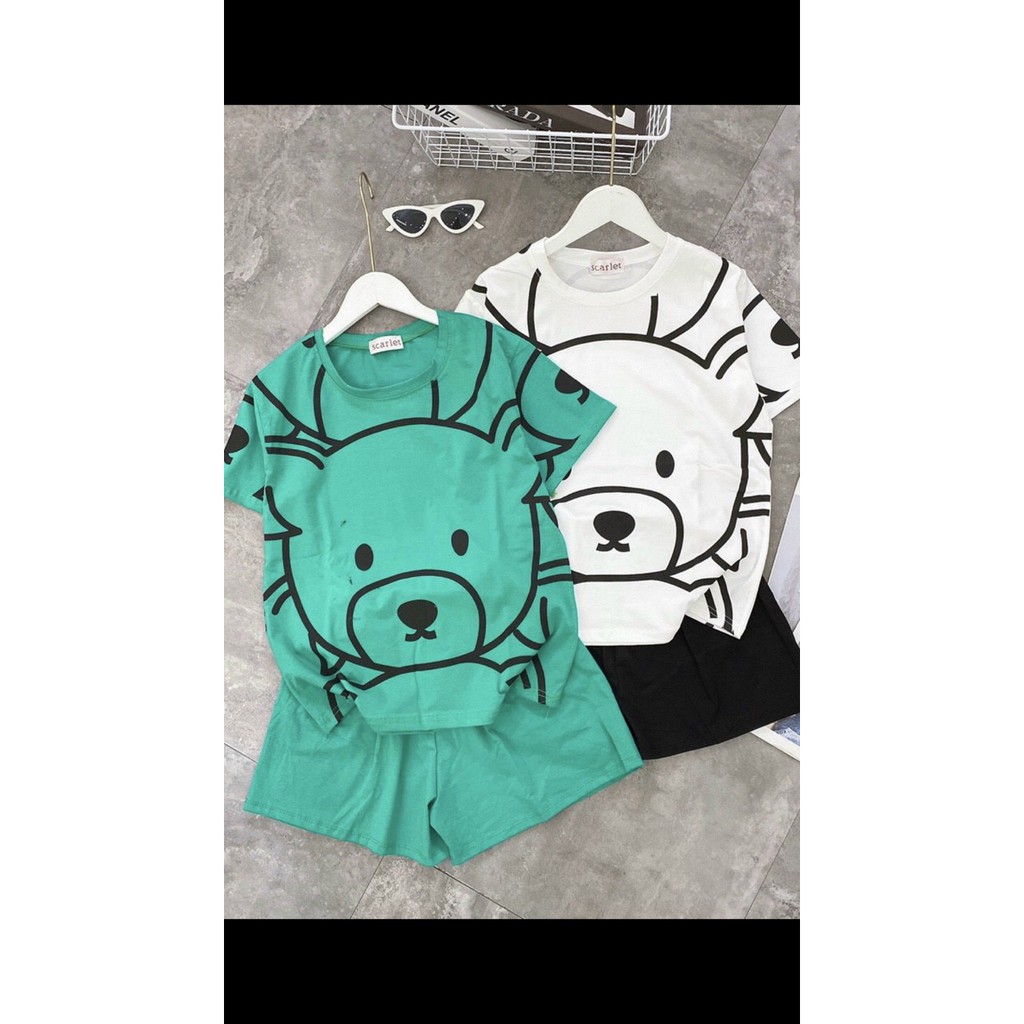 Áo phông họa tiết hình gấu cute fom rộng nhiều màu