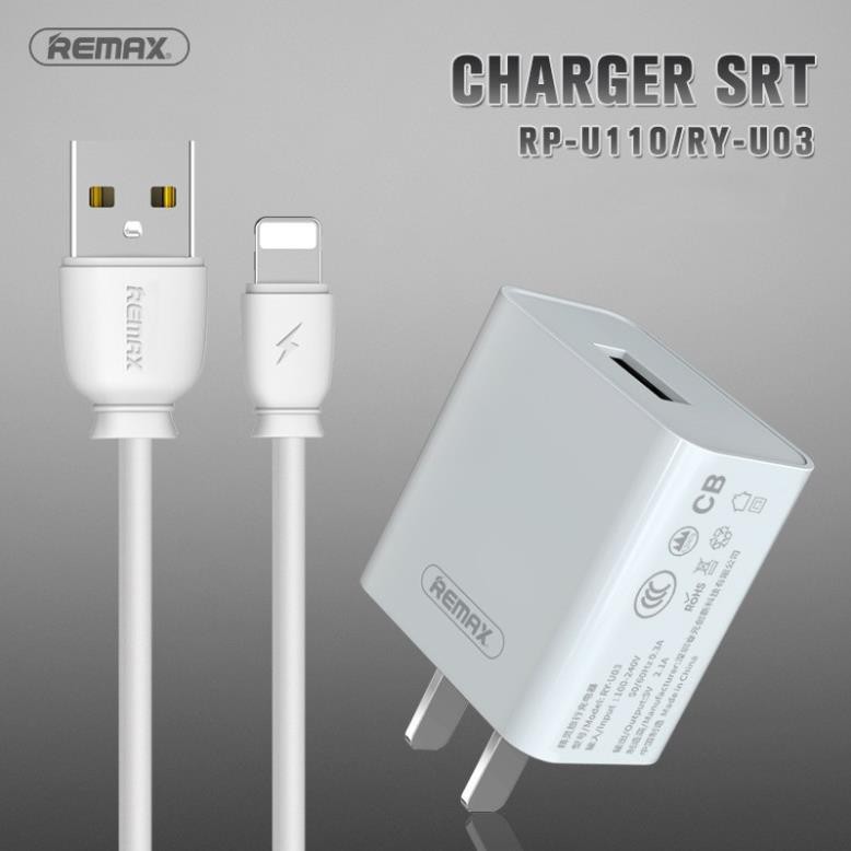 Củ sạc nhanh chính hãng Remax Rp 110 / Ry 03 với dòng 2.1A 1 cổng USB