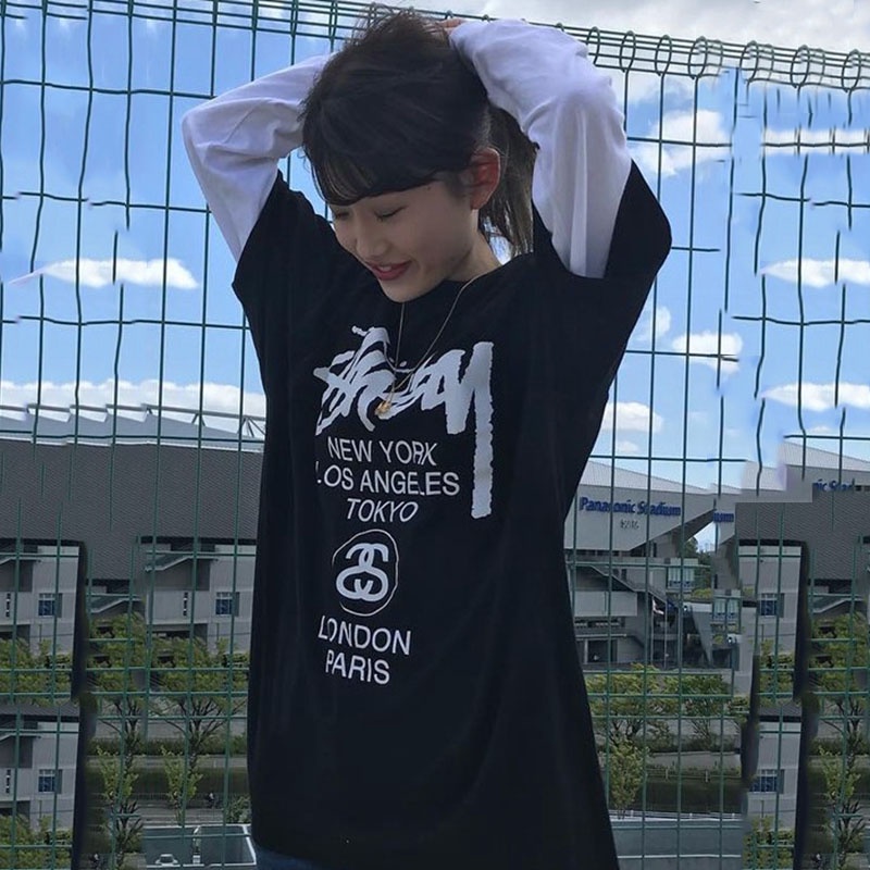 Áo thun tay ngắn in chữ Stussy World Tour thời trang độc đáo