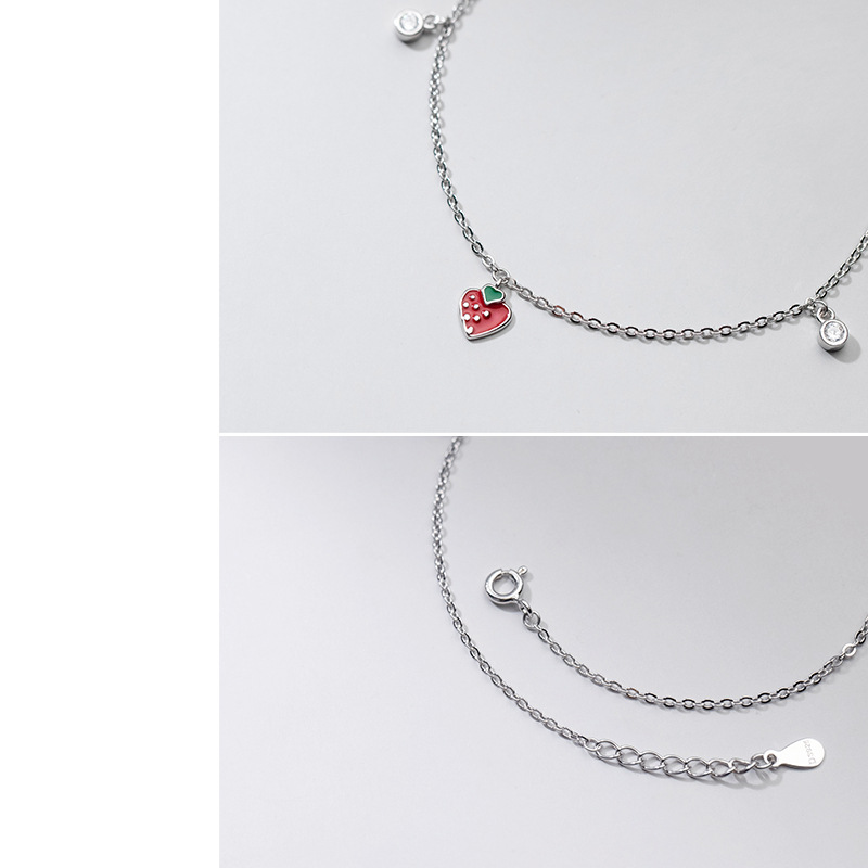 Lắc Chân Mạ Bạc 925 Đính Đá Hình Quả Dâu Tây Xinh Xắn | BigBuy360 - bigbuy360.vn