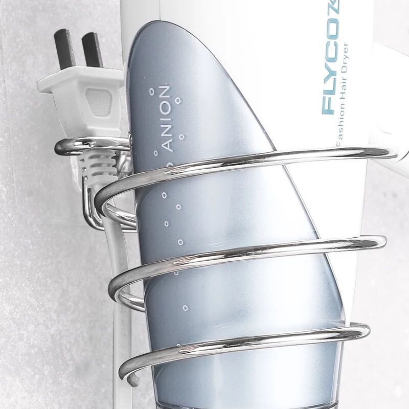 Giá Đỡ Máy Sấy Tóc Inox, Kệ Để Máy Sấy Tóc Kèm Miếng Dán Tường Siêu Dính