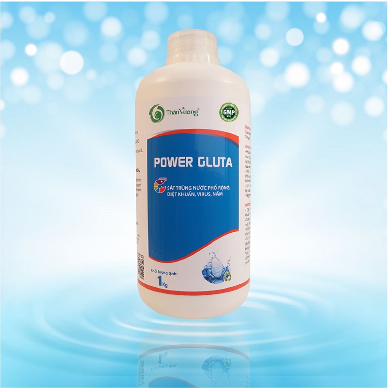 Sát trùng diệt khuẩn nước nuôi trồng thủy sản / cá / tôm phổ rộng POWER GLUTA - Glutaraldehyde - 1KG