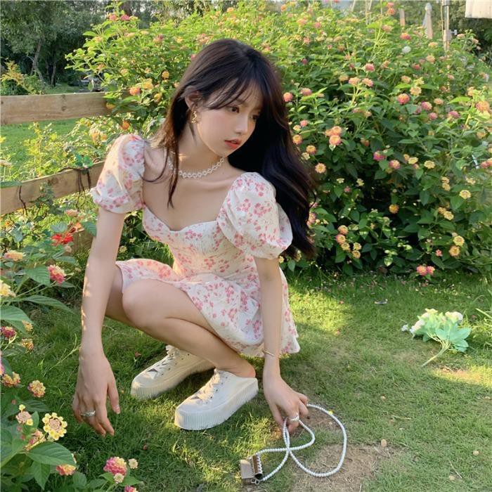 Đầm MIGUO chít eo họa tiết hoa thời trang hè retro 2021 cho nữ | BigBuy360 - bigbuy360.vn