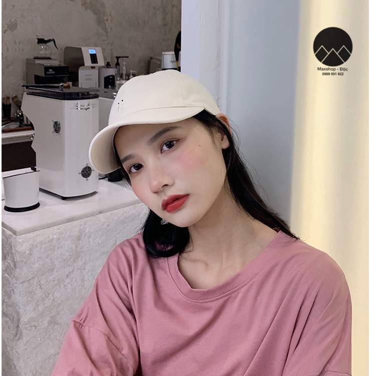 Mũ lưỡi chai ngắn vành, nón kết lưỡi ngắn phong cách bóng chày thêu hình đáng yêu Nhật Bản