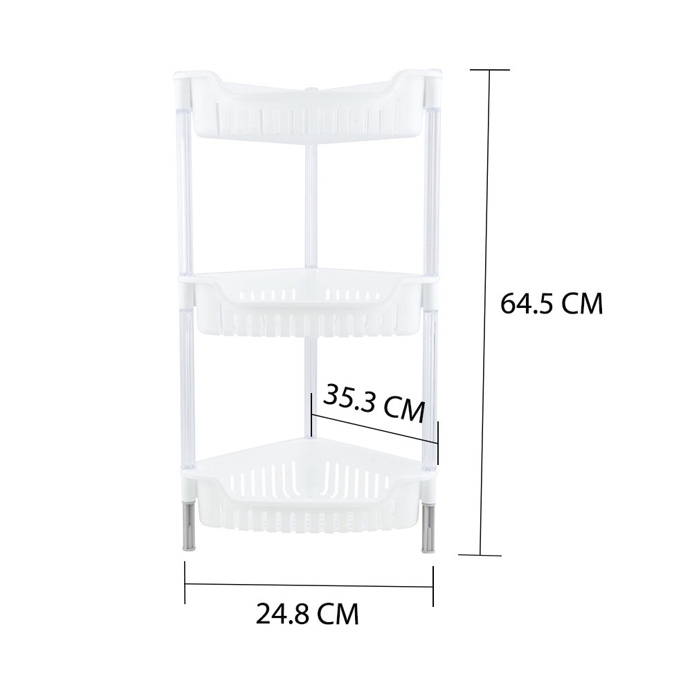 HomeBase KEYWAY Kệ nhựa góc 3 tầng AE283 W30.7xD19.5xH31.4cm