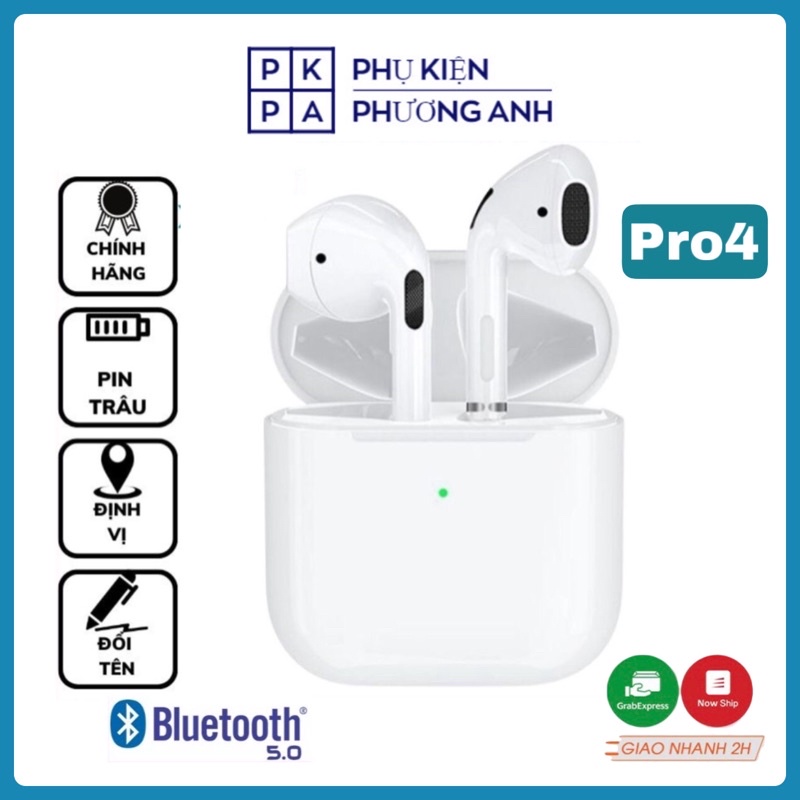 Tai nghe Bluetooth PRO 4,Pin Trâu âm bass cực tốt, Đàm thoại sắc nét, Đổi Tên Định Vị Dùng Cho IOS - Android