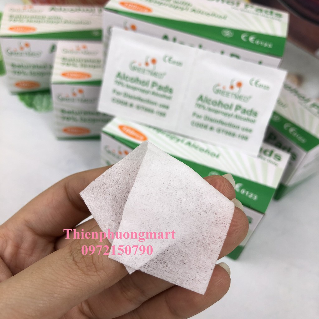 Bông tẩm cồn Greetmeed  Alcohol Pads - Bông làm sạch da trước khi tiêm, lau điện thoại, lau tay