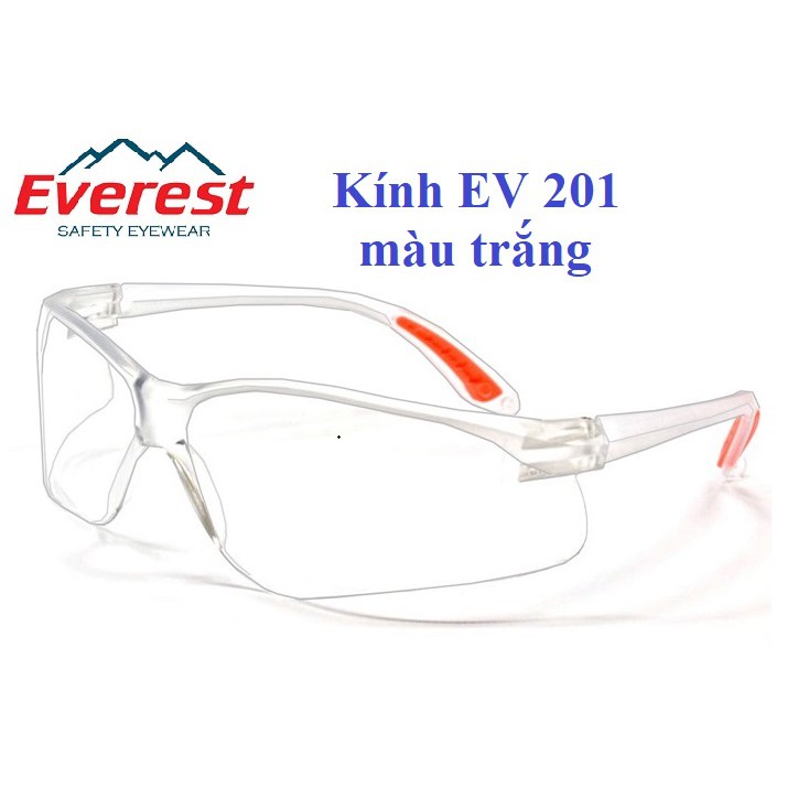 Kính chống bụi bảo hộ mắt Everest EV-201 màu trắng, tiện dụng &amp; chính hãng