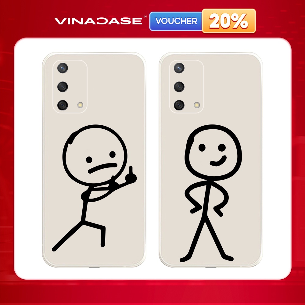 Ốp lưng Vina Case OPPO A1K/A3S/A54/A94/F9/ ....Silicone TPU dẻo viền vuông bảo vệ camera hình Người que BST1