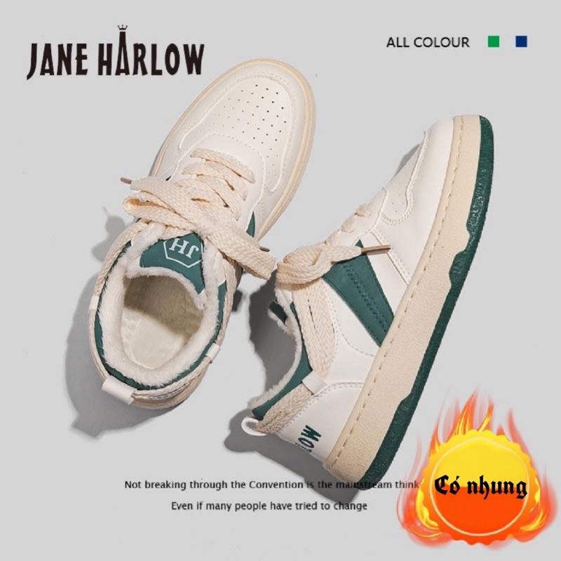 Giày JANE HARLOW Thể Thao Nữ Cổ Thấp Đế Độn Lót Nhung Siêu Ấm Ôm Chân