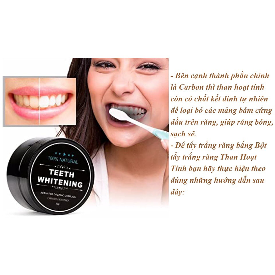 Bột Than Tre Hoạt Tính Làm Trắng Răng Teeth Whitening Hộp 30g [ Hiệu Quả Cao ]