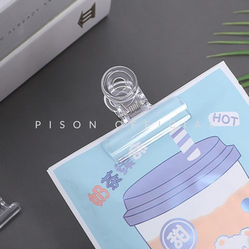 Kẹp tài liệu trong suốt Basic Pison Kẹp giữ tài liệu văn phòng nhiều kích cỡ