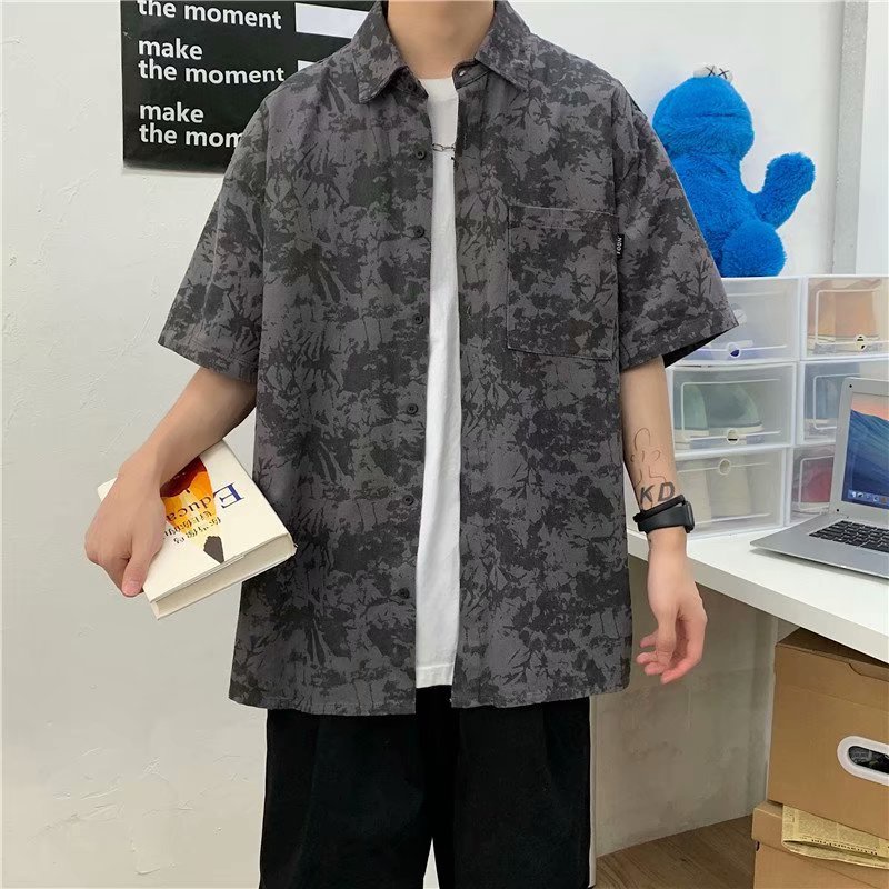 Áo Sơ Mi Nam Ngắn Tay Cổ Bẻ Thời Trang Hàn Hàn Quốc áo thun kiểu nữ Unisex Bigsize Simple cổ tròn  áo phong rộng nam