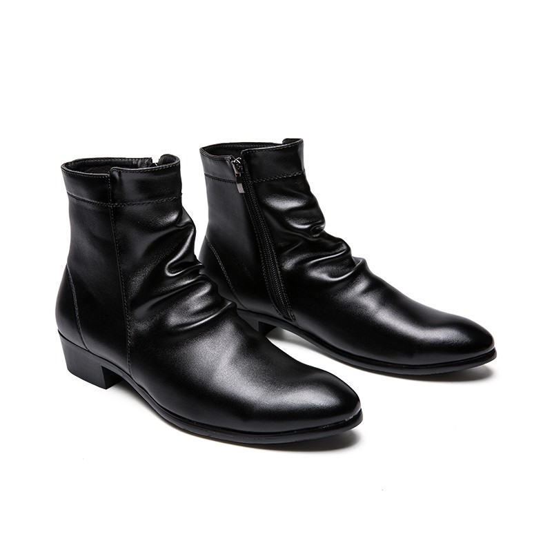 Giày boot da bóng cổ cao phong cách Anh thời trang cho nam | BigBuy360 - bigbuy360.vn