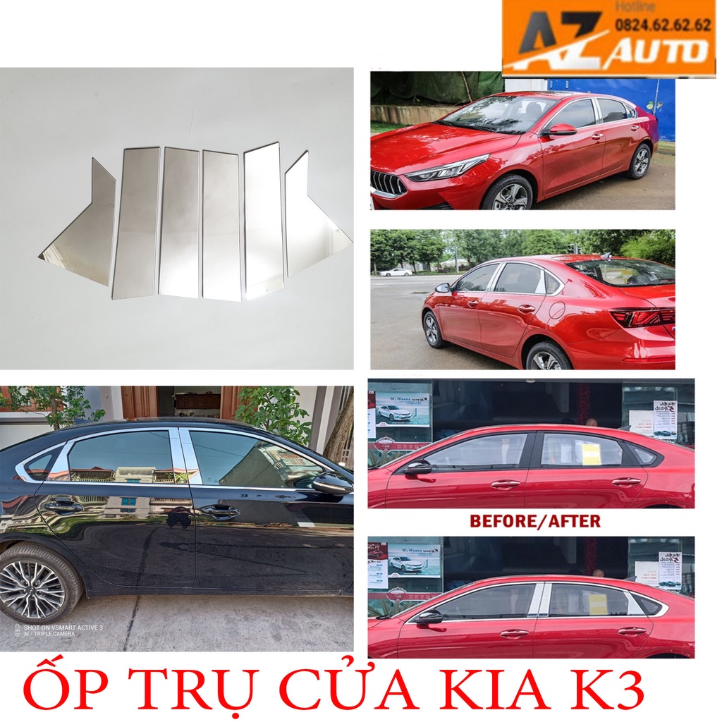 Ốp trụ cửa xe KIA K3 2022 - 2023 HÀNG INNOX CAO CẤP