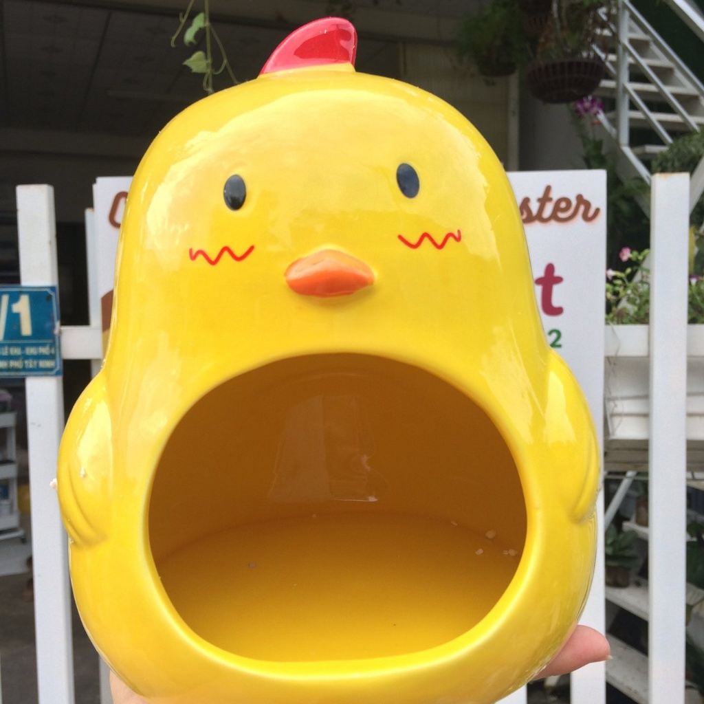 Nhà ngủ sứ hamster GÀ DÍ DỎM [LỚN] siêu mát, dễ thương