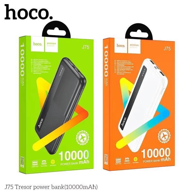 PIN SẠC DỰ PHÒNG 2 CỔNG USB 2.0A 10000MAH HOCO J75 ĐÈN LED SIÊU MỎNG