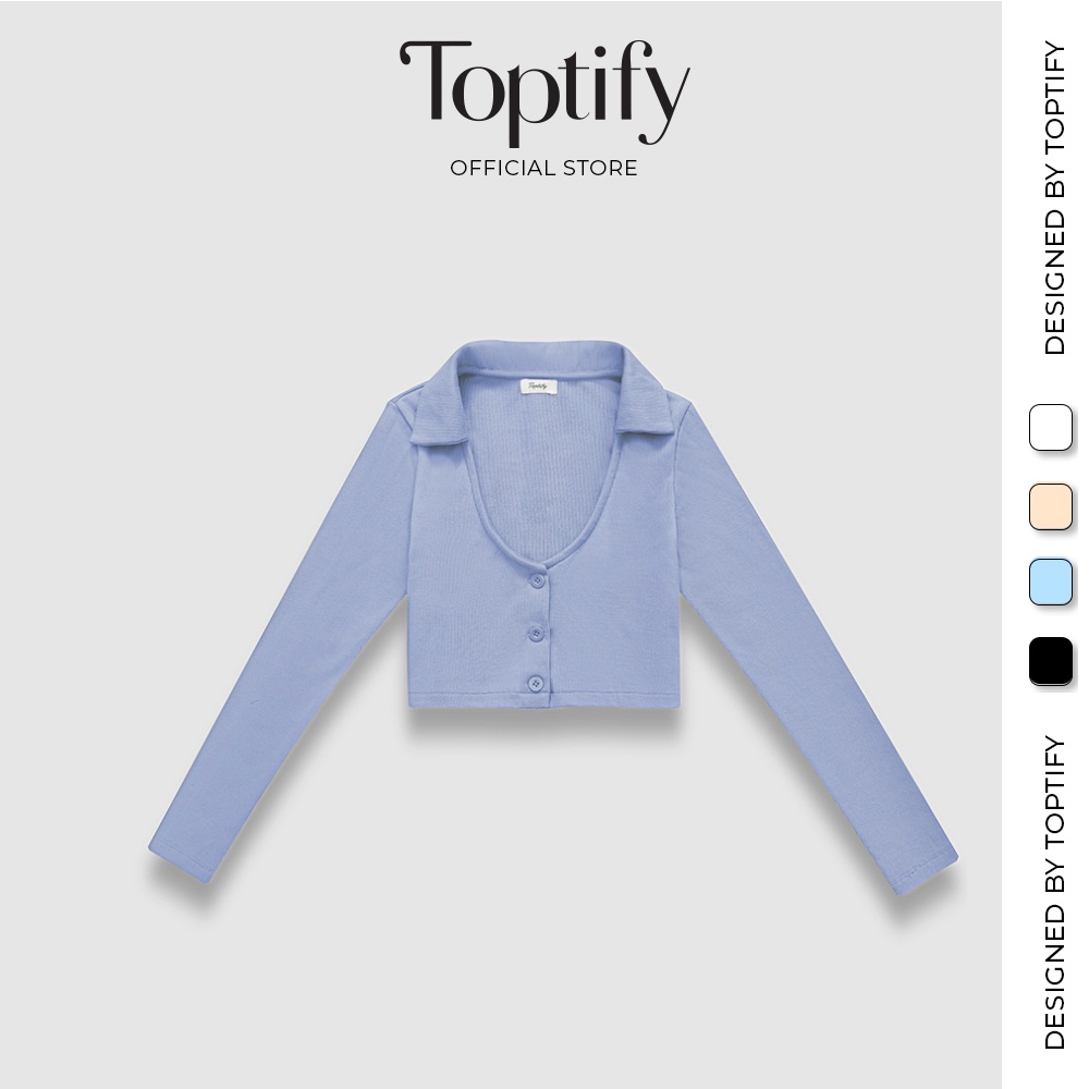 Áo croptop nữ body dài tay TOPTIFY cổ sơmi tròn ba nút Love Drunk Top AC10