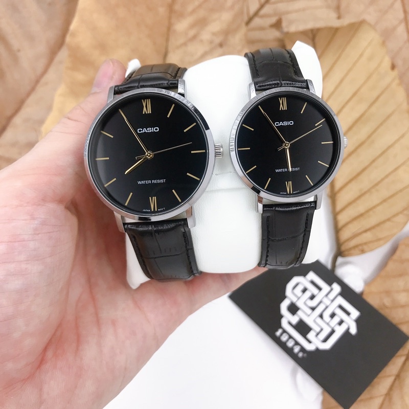 Đồng hồ cặp Casio MTP-VT01L-1B / LTP-VT01L-1B dây da chính hãng