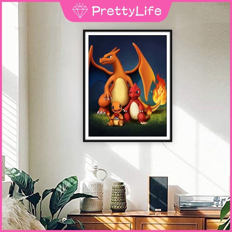 Bộ Tranh Đính Đá 5D Tự Làm Hình Pokemon 40x50cm Trang Trí Nhà Cửa
