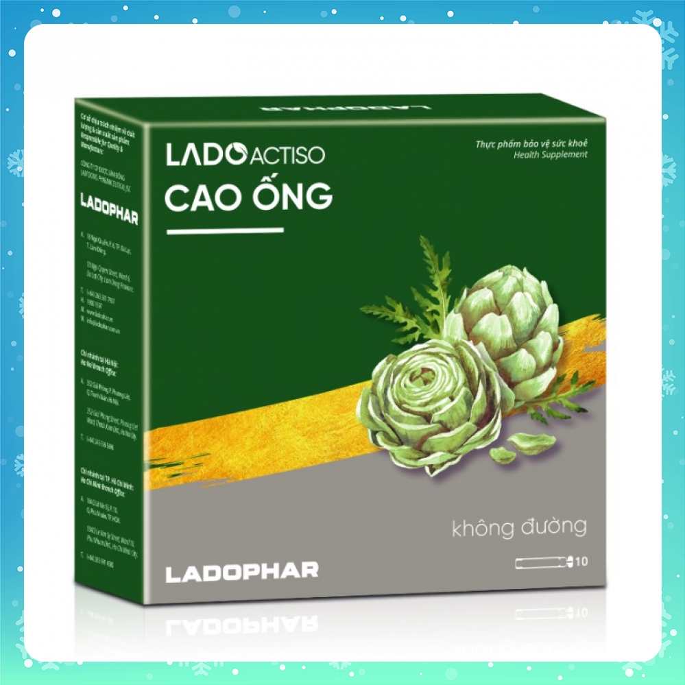 Ống uống atiso vị tự nhiên hoặc không đường, actiso Ladophar