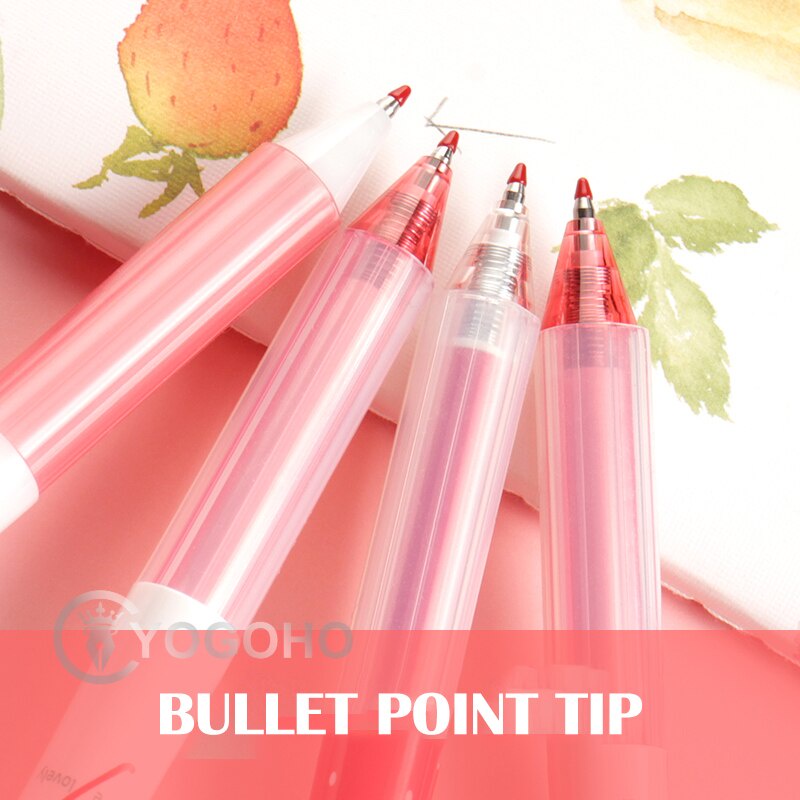 Set 4 bút bi gel 0.5mm màu đen hình quả dâu tây dễ thương