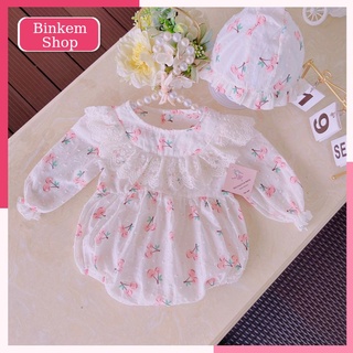 Váy bé gái sơ sinh. body đầy tháng cho bé tặng kèm mũ. bodysuit hoa cho bé sơ sinh 0 12 tháng
