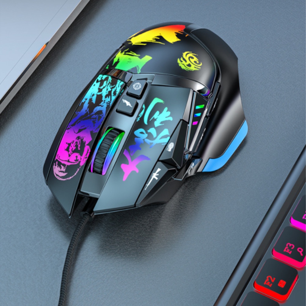 Chuột Gaming ID77 siêu nhạy 6400DPI, Đèn led RGB cao cấp, chuột chơi game PUBG, LOL